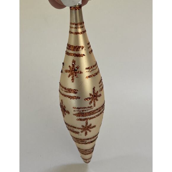 Set 6 Vintage Teardrop Blown‎ Glass Ornaments Glitter Old Worlde Christmas READ - Picture 2 of 11